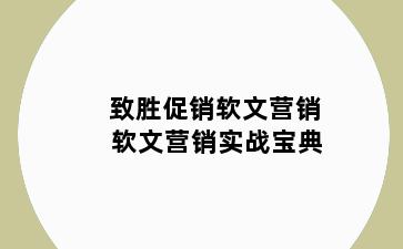 致胜促销软文营销 软文营销实战宝典